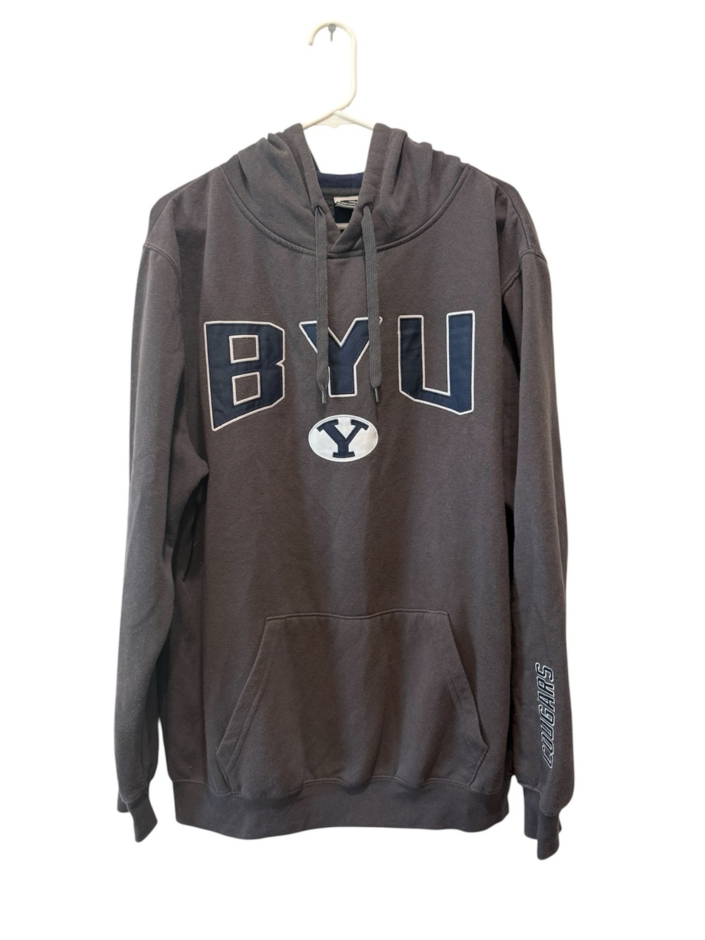 Stadium Athletics Charcoal BYU Pullover Hoodie with Navy Logo